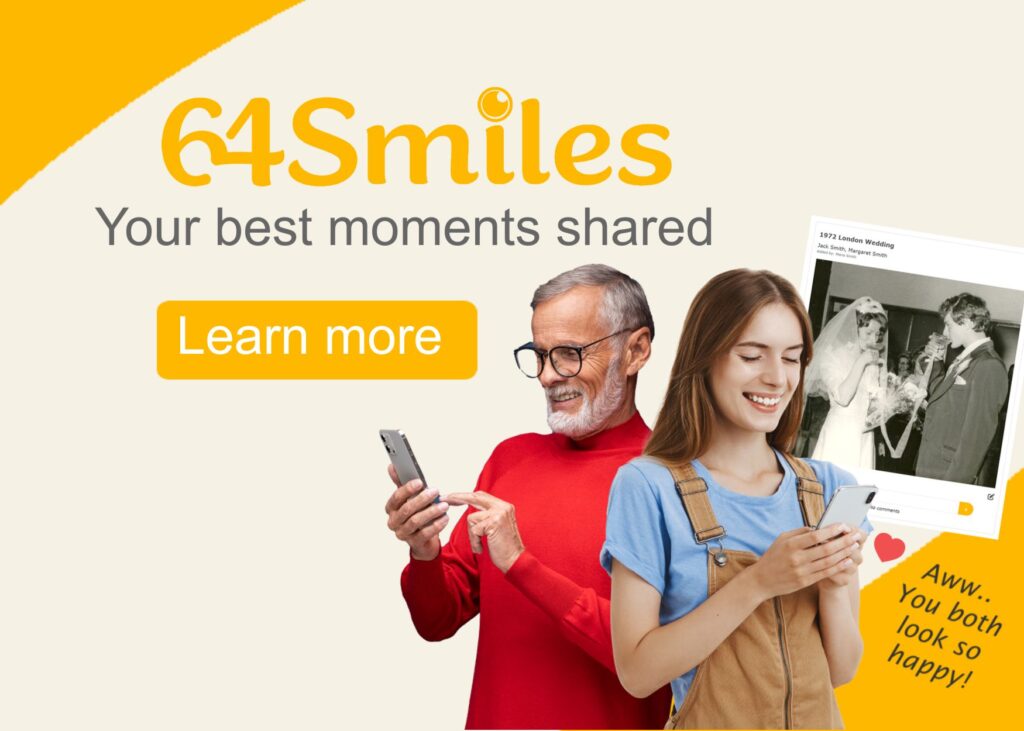 64 Smiles - Old family photos organised beautifully and shared privately