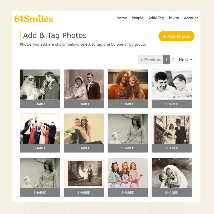 64smiles how to add your family photos